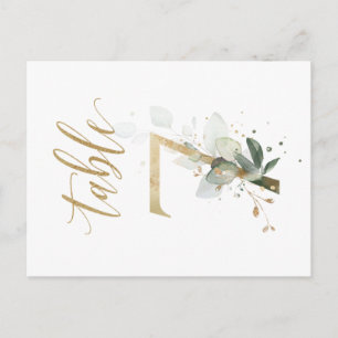 Green & gold foliage, Table 7, Table Number Postcard
