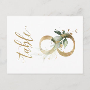 Green & gold foliage, Table 8, Table Number Postcard