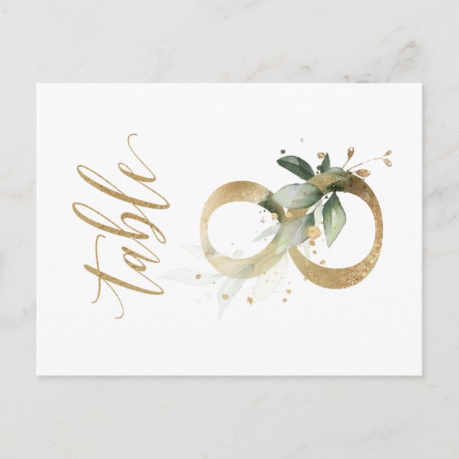 Green & gold foliage, Table 8, Table Number Postcard (Front)