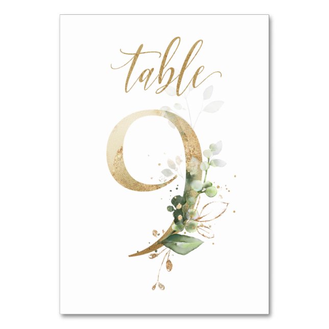Green & gold foliage, Table 9, Table Number (Back)