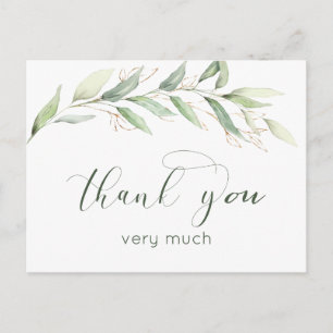 Green & gold foliage Thank You Postcard