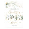 Green & gold foliage Welcome Baby shower sign