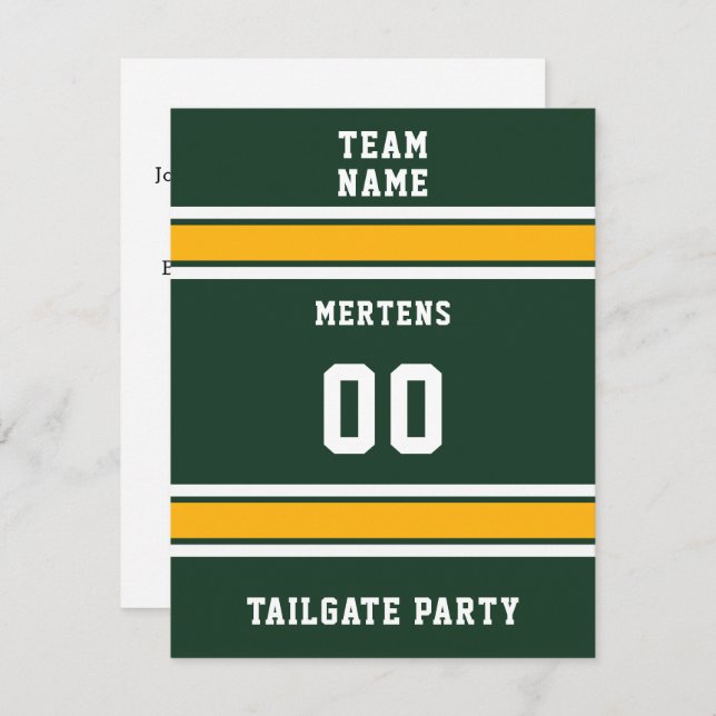 Green & Gold Football Tailgate Party Invitation (Front/Back)