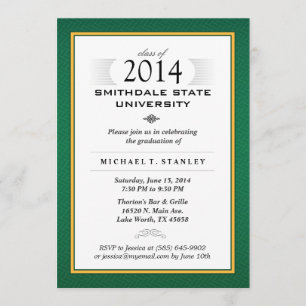 Green & Gold Formal Graduation Party Invite