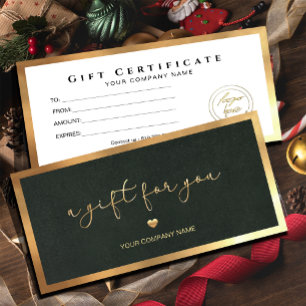 Green Gold Frame Add Logo Gift Certificate