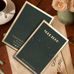 Green Gold Frame Modern necklace earrings  Business Card