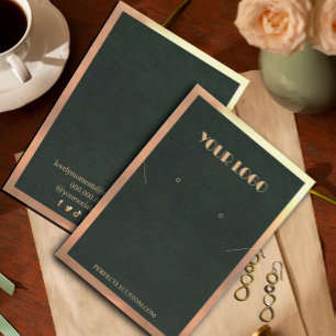 Green Gold Frame Modern necklace earrings  Business Card