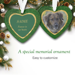 Green Gold Frame Snowflake Pet Memorial Ornament