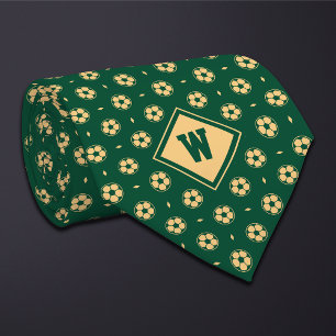 Green Gold Futbol (Soccer) Ball Icon Necktie