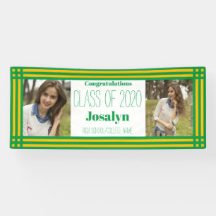 Green Gold Geometric Photo Graduation Party Banner