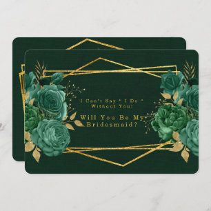 Green & Gold Geometric Will You Be My Bridesmaid Invitation