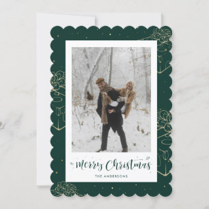 Green Gold Gift Photo Christmas Card