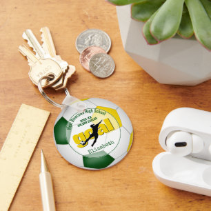 green gold girls soccer goal team spirit sports key ring