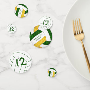 green gold girls volleyball birthday personalised confetti