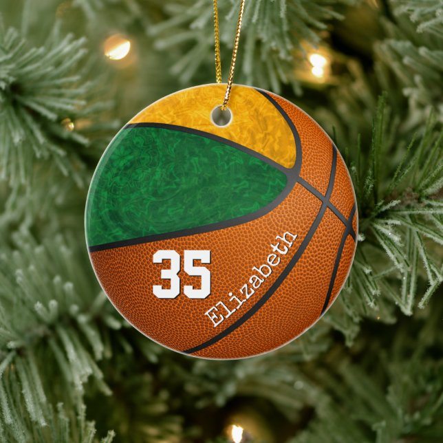 green gold girly basketball team spirit custom ceramic tree decoration (Tree)