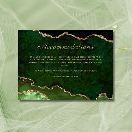 Green Gold Glitter Agate Wedding Accommodations Enclosure Card