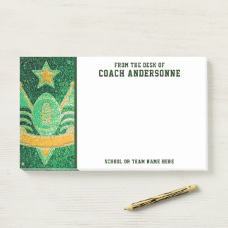 Green Gold Glitter American Football Coach Fathers Post-it Notes