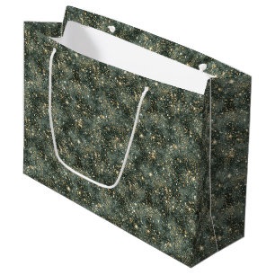 Green Gold Glitter Birthday Large Gift Bag