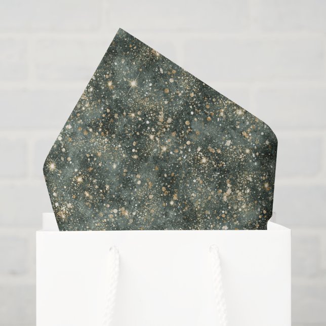 Green Gold Glitter Birthday Tissue Paper (Gift Bag)
