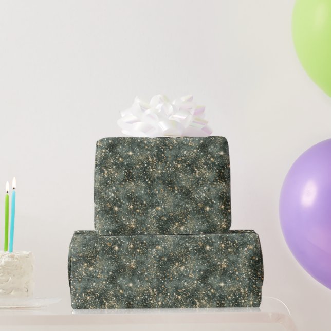 Green Gold Glitter Birthday Wrapping Paper (Party Gifts)
