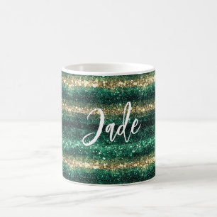 Green Gold Glitter Christmas Coffee Mug