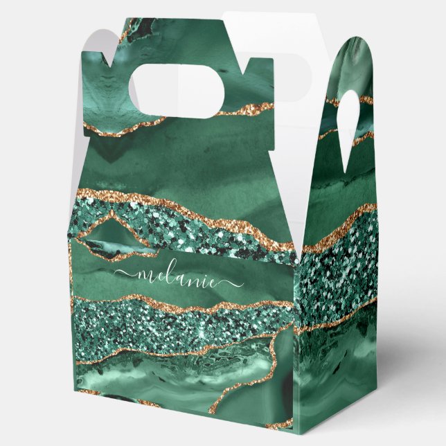 Green Gold Glitter Emerald Custom Name Gift Box (Opened)
