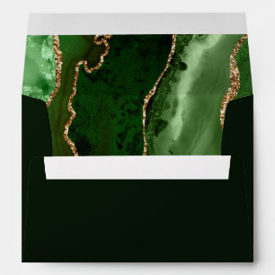 Green Gold Glitter Marble Wedding Envelope