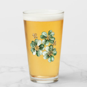 Green Gold Glitter Shamrock St. Patrick's Day Glass