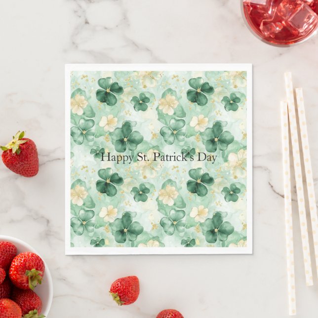 Green Gold Glitzy Glitter St. Patrick's Day   Napkin (Insitu)