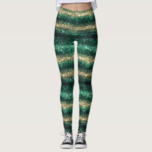 Green Gold Glitzy St. Patrick's Day Glitter Leggings