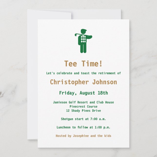 Green Gold Golf Retirement Party Invitation (Front)