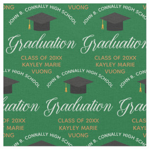 Green Gold Graduate Personalised Graduation Fabric