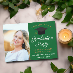 Green Gold Graduate Photo 2026 Graduation Party Invitation
