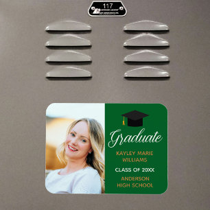 Green Gold Graduate Photo Graduation Announcement Magnet