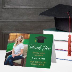 Green Gold Graduation Photo 2025 Graduate Thank You Card