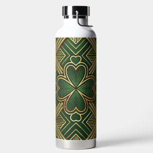 GREEN & GOLD IRISH ART DECO PATTERNS WATER BOTTLE