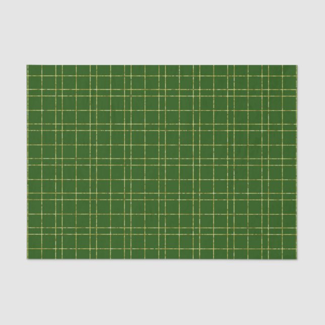 GREEN & GOLD IRISH PLAID PATTERNS TISSUE PAPER (Front)