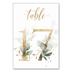Green Gold Leaves Table 17, Table Number
