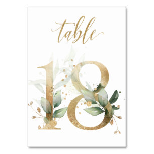 Green Gold Leaves Table 18, Table Number