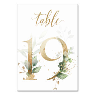 Green Gold Leaves Table 19, Table Number