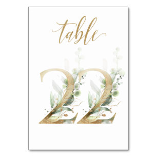 Green Gold Leaves Table 22, Table Number