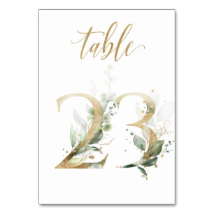 Green Gold Leaves Table 23, Table Number