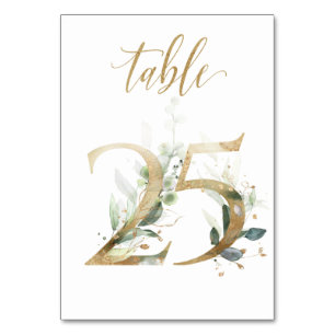 Green Gold Leaves Table 25, Table Number