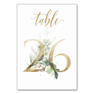 Green Gold Leaves Table 26, Table Number
