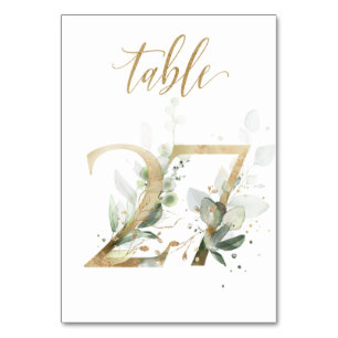 Green Gold Leaves Table 27, Table Number