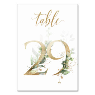 Green Gold Leaves Table 29, Table Number