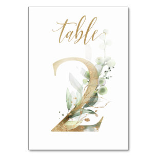 Green Gold Leaves Table 2, Table Number