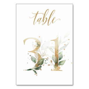 Green Gold Leaves Table 31, Table Number