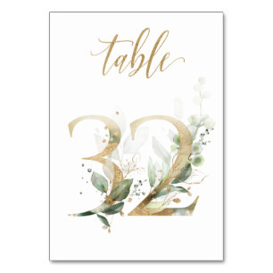 Green Gold Leaves Table 32, Table Number