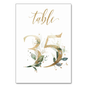 Green Gold Leaves Table 35, Table Number
